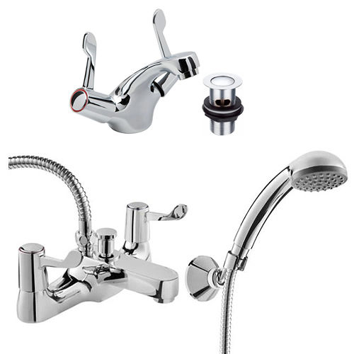 Deva Vitality Mono Basin & BSM Tap Pack With Lever Handles (Pairs, Chrome).
