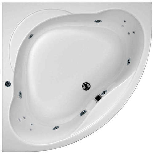 Hydrabath Laguna Corner Turbo Whirlpool Bath With 14 Jets & Panel, 1200x1200.