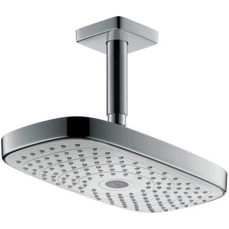 Hansgrohe Raindance E 300 2 Jet Eco Shower Head & Arm (White & Chrome).