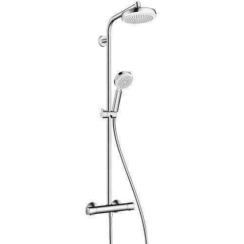 Hansgrohe Crometta 160 1 Jet Showerpipe EcoSmart Pack (White & Chrome).