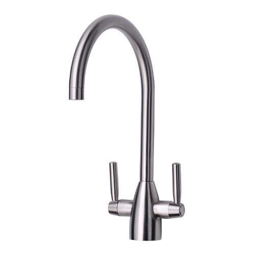 Hydra Mia Kitchen Tap With Twin Lever Controls (Brushed Steel).