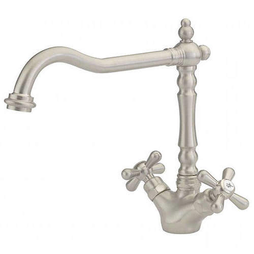 Hydra Slane Kitchen Tap With Crosshead Controls (Stainless Steel).