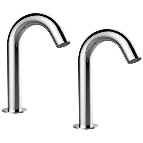 JTP Sensor 2 x Deck Mounted Sensor Basin Tap (Chrome, Mains/Battery).