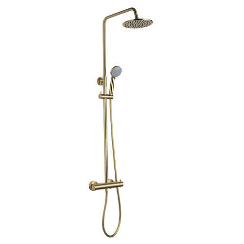 JTP Vos Rigid Riser Kit With Thermostatic Shower Valve (Brushed Brass).