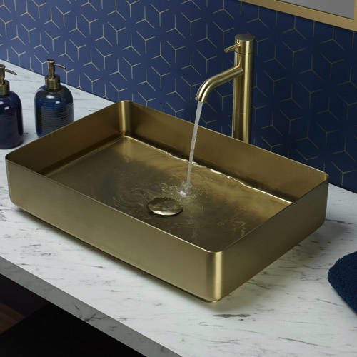 JTP Vos Rectangular Counter Top Basin (520x340mm, Brushed Brass).