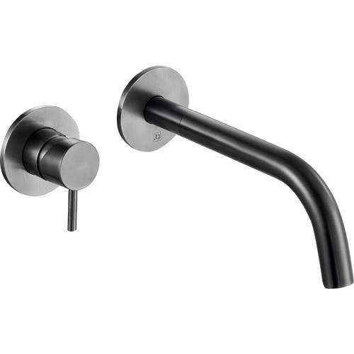 JTP Vos Wall Mounted Basin Tap (250mm, Brushed Black).