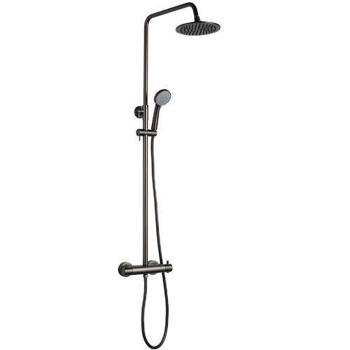 JTP Vos Rigid Riser Kit With Thermostatic Shower Valve (Brushed Black).