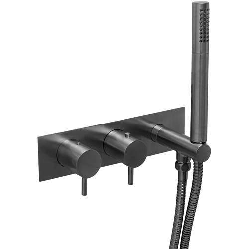 JTP Vos Wall Mounted Bath & Shower Mixer Tap (2 Outlets, Brushed Black).