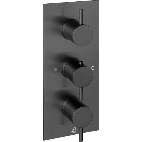 JTP Vos Concealed Thermostatic Shower Valve (2 Outlets, Brushed Black.