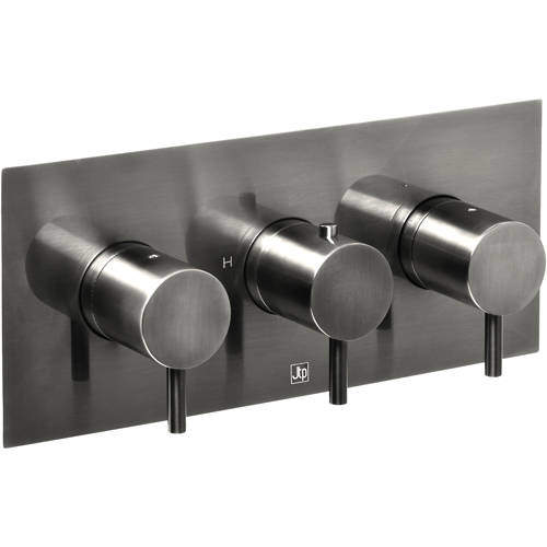 JTP Vos Concealed Thermostatic Shower Valve (3 Outlets, Brushed Black).