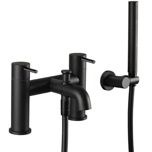 JTP Vos Bath Shower Mixer Tap With Kit (Matt Black).