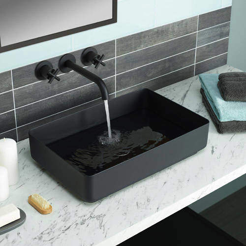 JTP Vos Rectangular Counter Top Basin (520x340mm, Matt Black).