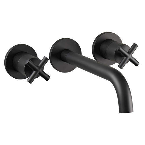 JTP Solex Wall Mounted Basin Tap (Matt Black).