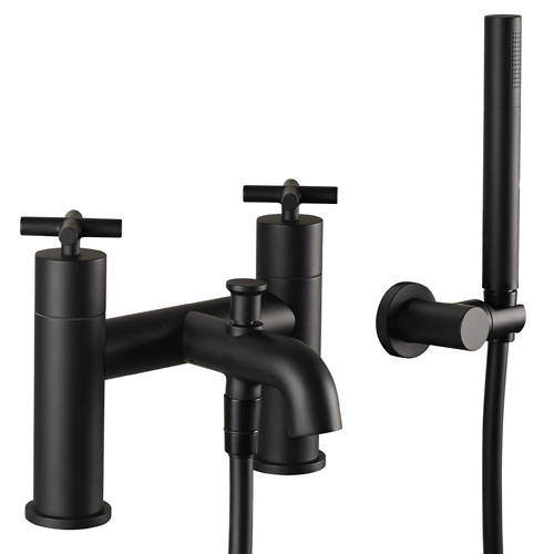 JTP Solex Bath Shower Mixer Tap With Kit (Matt Black).