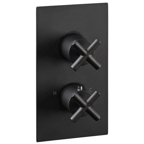 JTP Solex Concealed Thermostatic Shower Valve (2 Outlet, Matt Black).