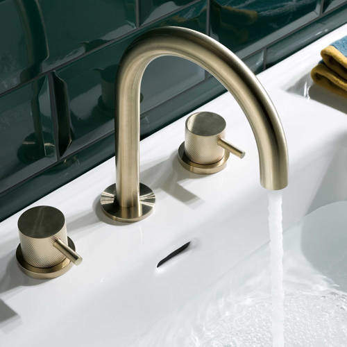 JTP Vos 3 Hole Basin Mixer Tap With Designer Handles (Brushed Brass).