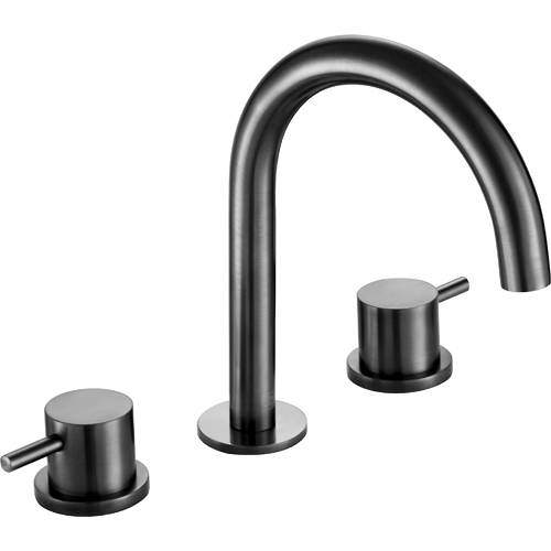 JTP Vos 3 Hole Basin Mixer Tap With Designer Handles (Brushed Black).