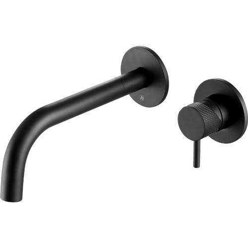 JTP Vos Wall Mounted Basin Tap With Designer Handle (250, Matt Black).