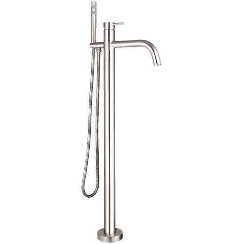 JTP Inox Floor Standing Bath Shower Mixer Tap With Kit (Stainless Steel).