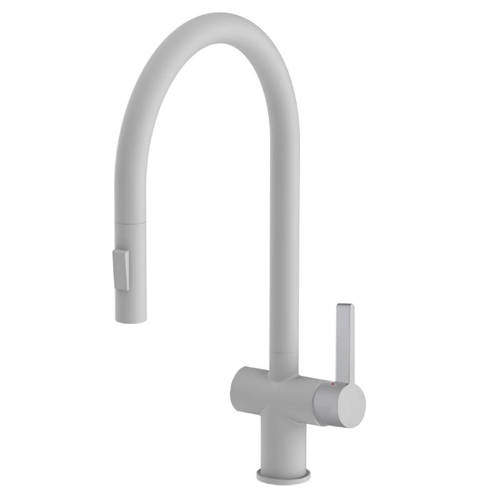 JTP Vos Vos Kitchen Tap With Pull Out Spray (Matt White).