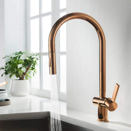 JTP Vos Vos Kitchen Tap With Pull Out Spray (Rose Gold).