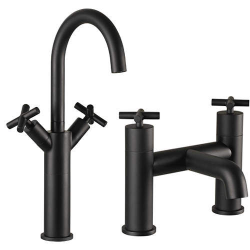 JTP Solex Tall Basin & Bath Filler Tap Pack (Matt Black).