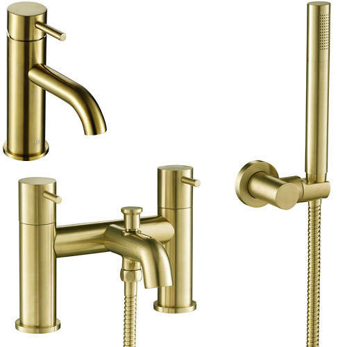 JTP Vos Basin & Bath Shower Mixer Tap Pack (Brushed Brass).