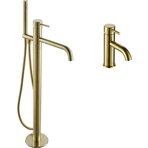 JTP Vos Basin & Floor Standing Bath Shower Mixer Tap With Kit (Br Brass).