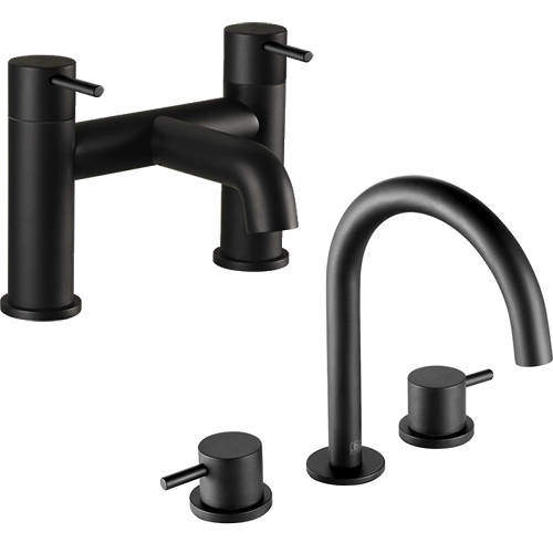 JTP Vos 3 Hole Basin & Bath Filler Tap Pack (Matt Black).