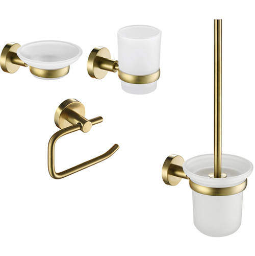 JTP Vos Bathroom Accessories Pack 4 (Brushed Brass).