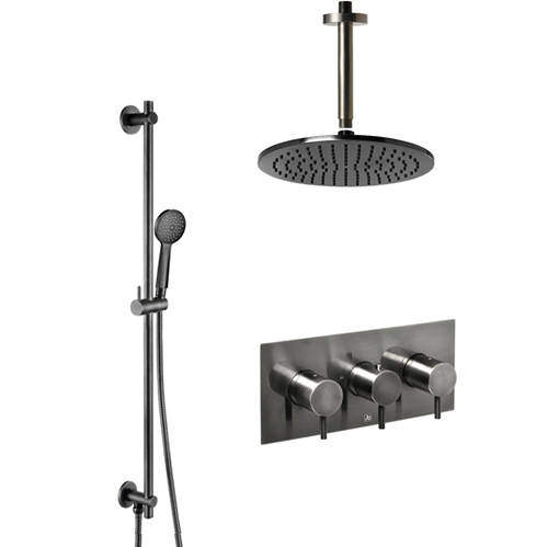 JTP Vos Thermostatic Shower Valve With Head, Arm & Slide Rail (Br Black).