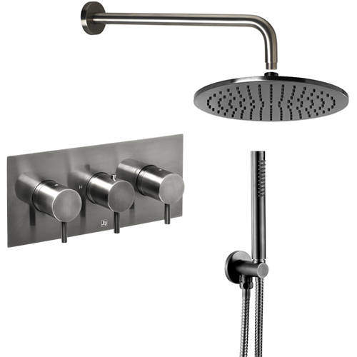 JTP Vos Thermostatic Shower Valve With Head, Arm & Kit (Br Black).