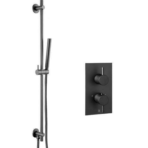 JTP Vos Thermostatic Shower Valve With Slide Rail Kit (Matt Black).