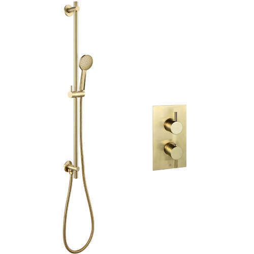 JTP Vos Thermostatic Shower Valve With Slide Rail Kit (Brushed Brass).