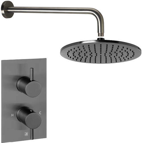 JTP Vos Thermostatic Shower Valve, Wall Arm & 250mm Head (Br Black).