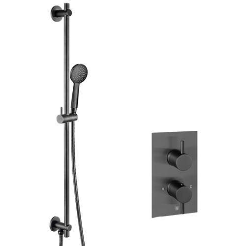 JTP Vos Thermostatic Shower Valve With Slide Rail Kit (Brushed Black).