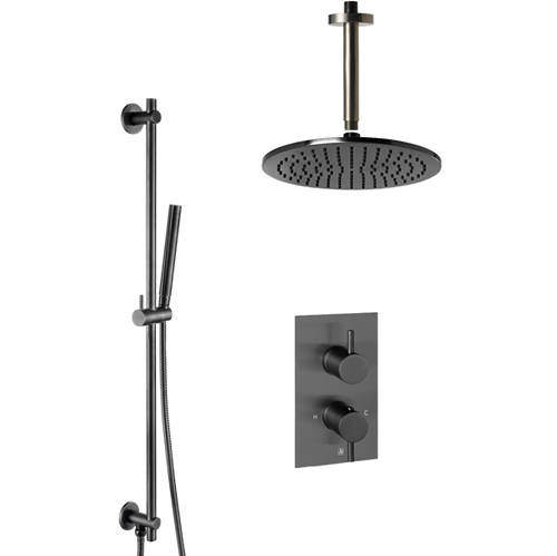 JTP Vos Thermostatic Shower Valve With Head, Arm & Slide Rail (Br Black).