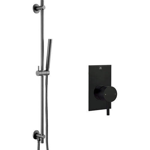 JTP Vos Manual Shower Valve With Slide Rail Kit (Matt Black).