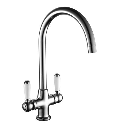 Kartell Kitchen Sink Mixer Tap With Twin Lever Handles (Chrome).