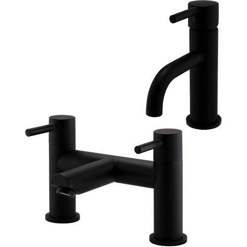 Kartell Nero Basin & Bath Filler Tap Pack (Matt Black).