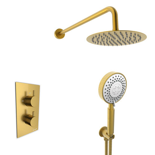Kartell Ottone Concealed Shower Valve With Arm, Head & Kit (Brushed Brass).