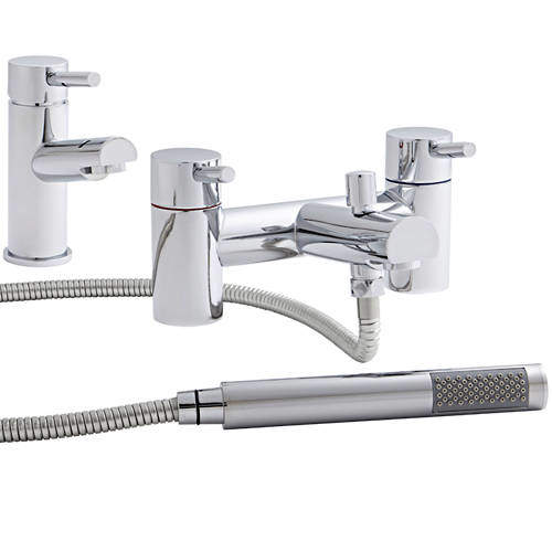 Kartell Plan Basin & Bath Shower Mixer Tap Pack (Chrome).