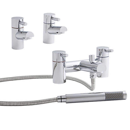 Kartell Plan Basin & Bath Shower Mixer Tap Pack (Chrome).