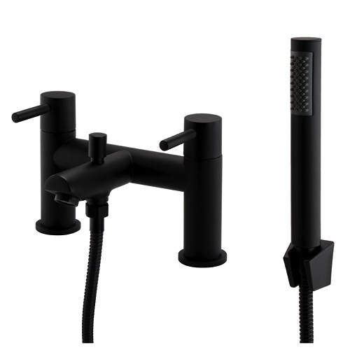 Kartell Nero Bath Shower Mixer Tap With Kit (Matt Black).