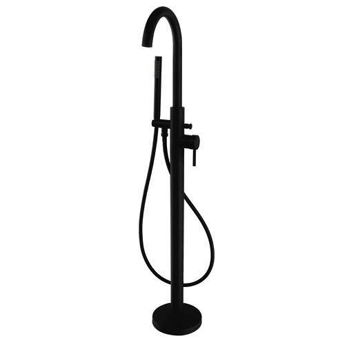 Kartell Nero Freestanding Bath Shower Mixer Tap With Kit (Matt Black).