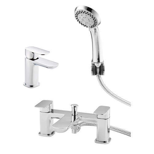 Kartell Visage Basin & Bath Shower Mixer Tap Pack (Chrome).