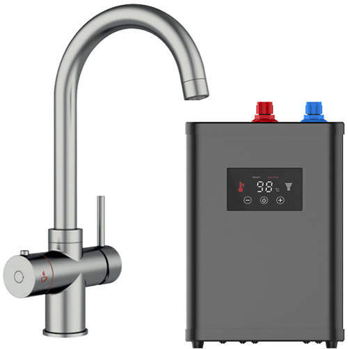Kedl Tundra Digital 3 In 1 Boiling Water Kitchen Tap (Brushed Nickel, 2.4L).