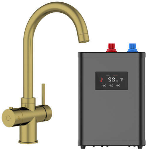 Kedl Tundra Digital 4 In 1 Boiling Water Kitchen Tap (Brushed Gold, 2.4L).