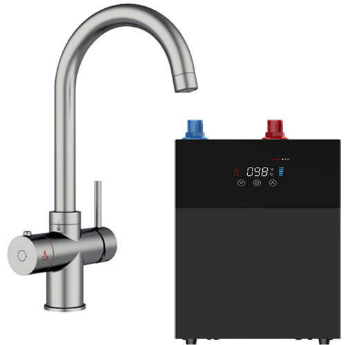 Kedl Tundra Digital 4 In 1 Boiling Water Kitchen Tap (Brushed Nickel, 4.0L).