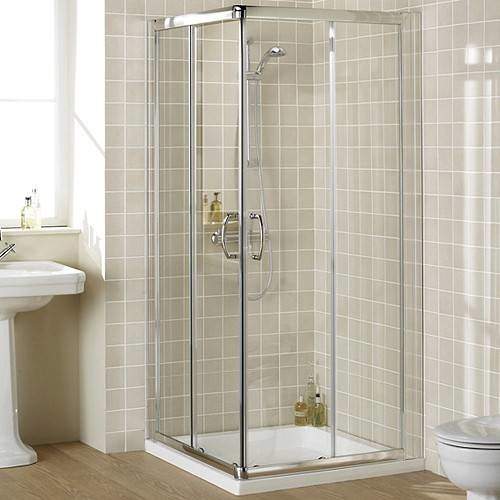 Lakes Classic 1000mm Square Shower Enclosure & Tray (Silver).